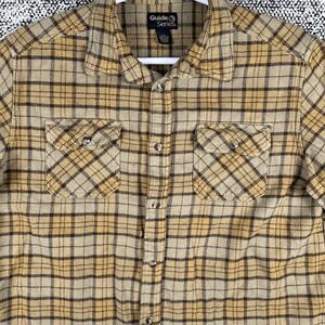 Gander Mountain Guide Series Flannel Long Sleeve Shirt Mens XLT Yellow Plaid